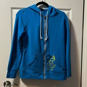 Women's Oakley Hoodie Sweatshirt Ocean Blue S-L Kangaroo Pockets Zippered Hood